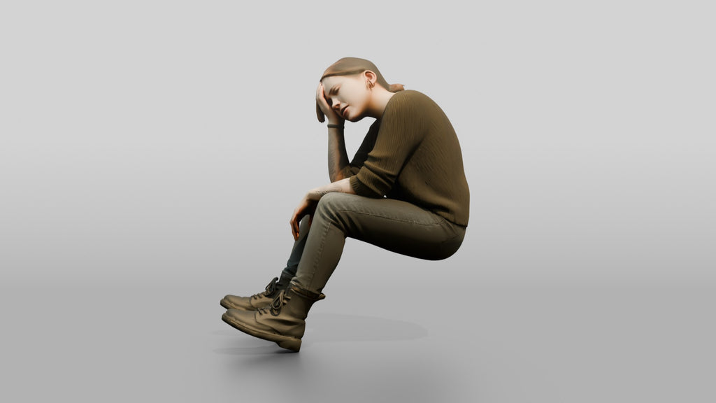 Homeless Woman Looking Dizzy While Resting on Her Hand