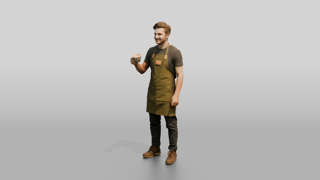 Young Man Barista Creating Latte Art