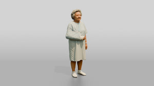 Elderly Woman Patient with Arm in a Sling - 3D character model, view 1