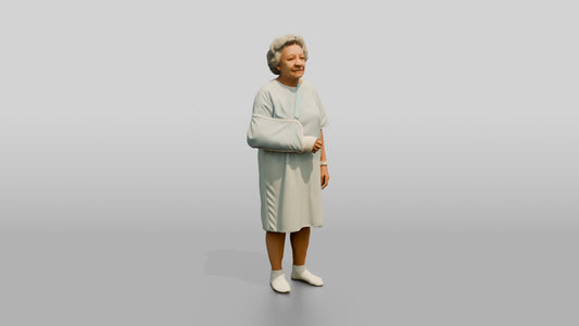 Elderly Woman Patient with Arm in a Sling - 3D character model, view 1