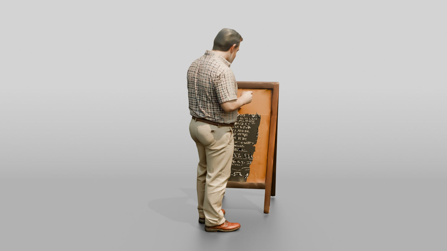 Middle-Aged Curvy Spanish Man Looking at a Menu Board