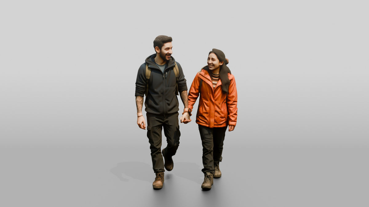 Central American Couple Walking - 3D character model, view 5