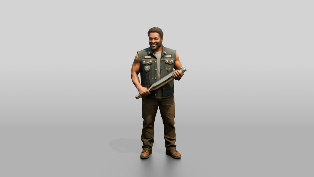 Mechanic Holding a Chrome Muffler