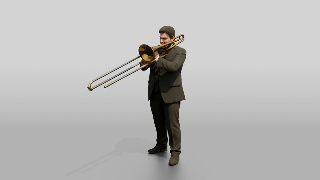 Trombone Player Extending Slide