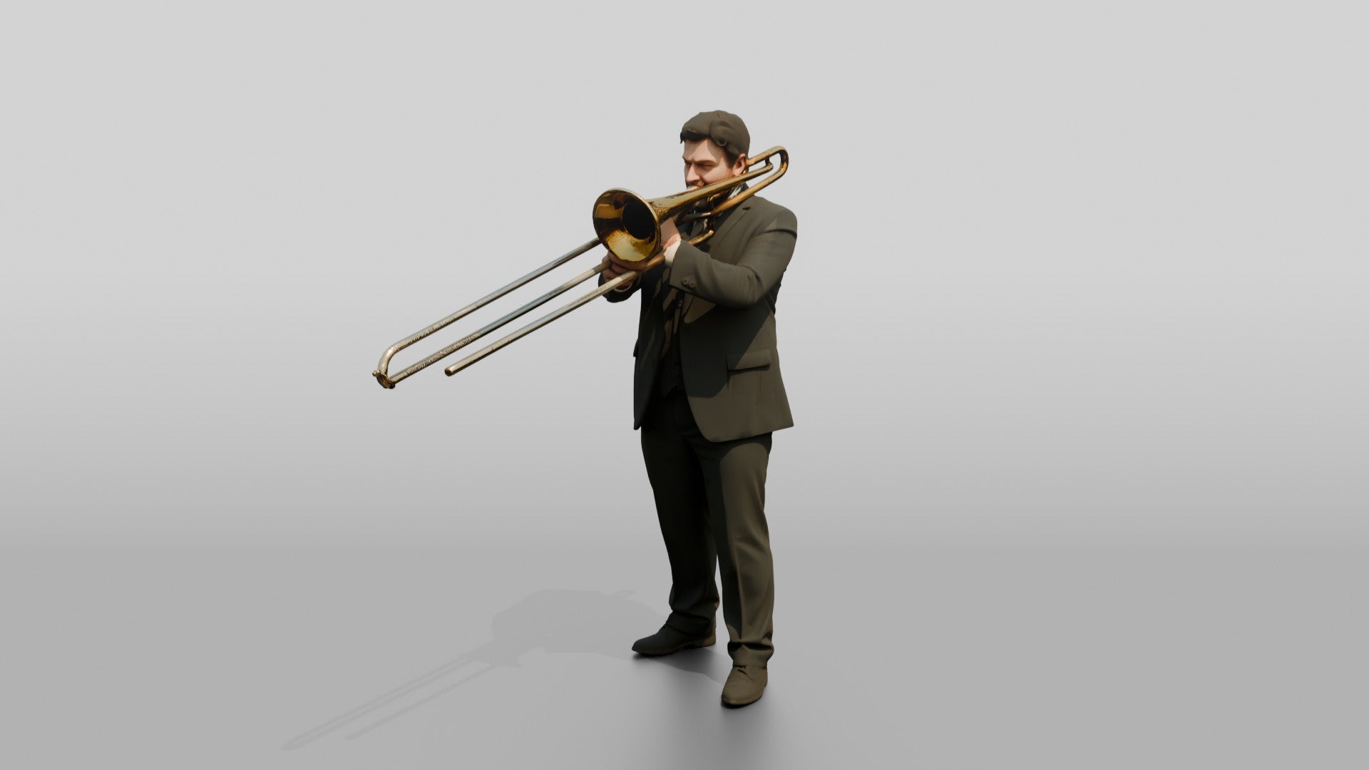 Trombone Player Extending Slide