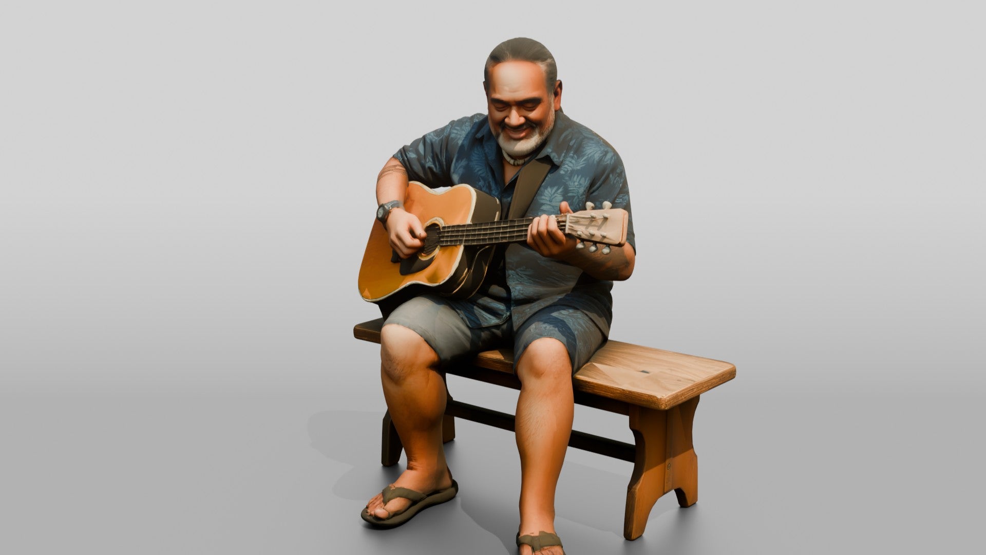 Slack-Key Guitarist Strumming Acoustic Guitar