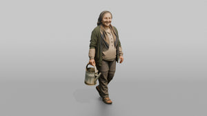 Grandmother Carrying A Watering Can For Her Garden - 3D character model