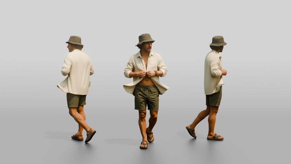 Man Unbuttoning Oversized Linen Shirt