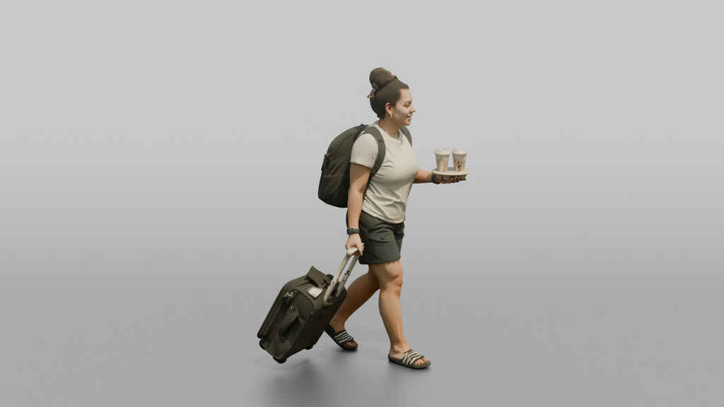 Traveler Carrying Coffee To The Gate