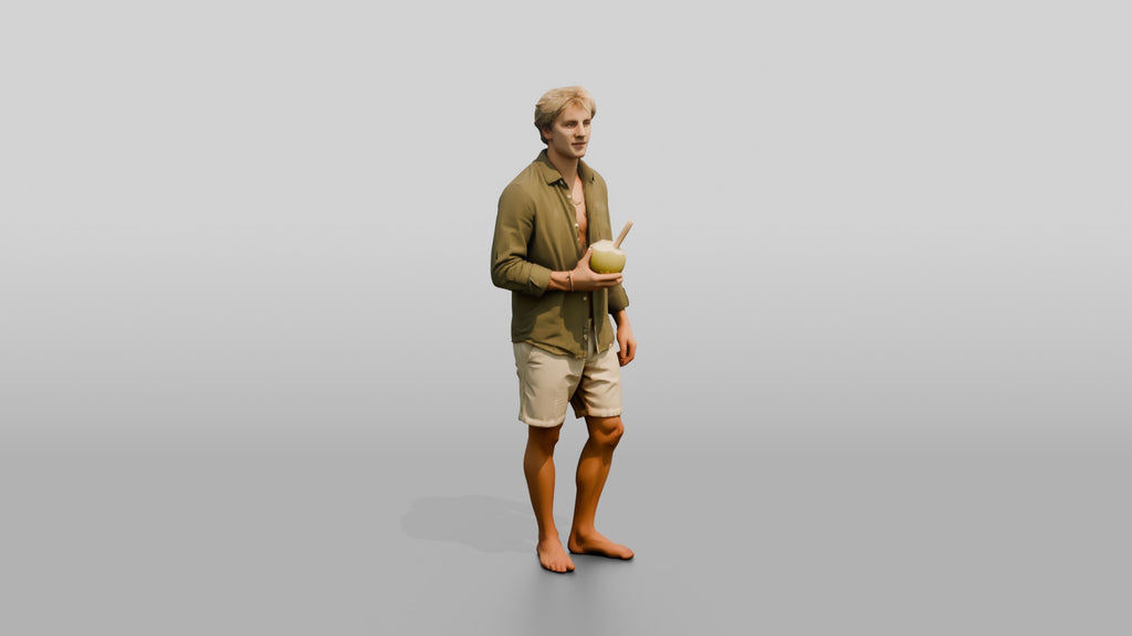Man with a Drink in Beach Linen