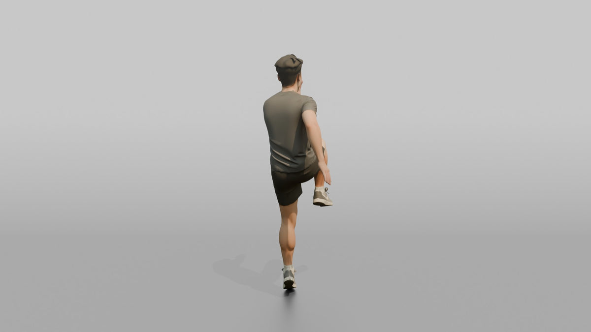 Cardio Athlete Man Doing High Knees In Place - 3D character model, view 3