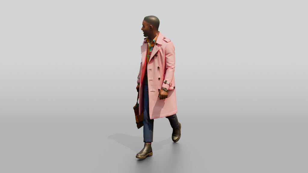 Stylish African Man in a Pink Trench Coat