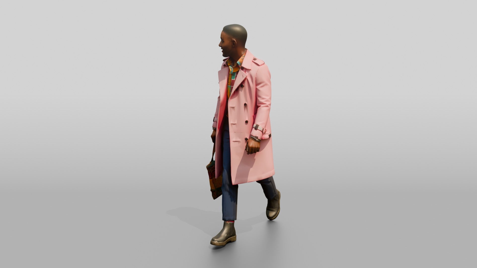Stylish African Man in a Pink Trench Coat