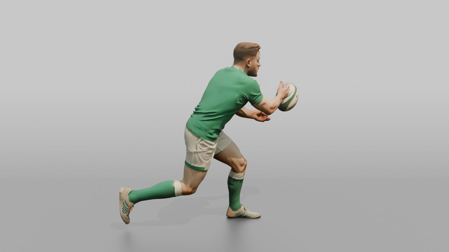 Irish Fly-Half Delivering a Rapid Spin Pass