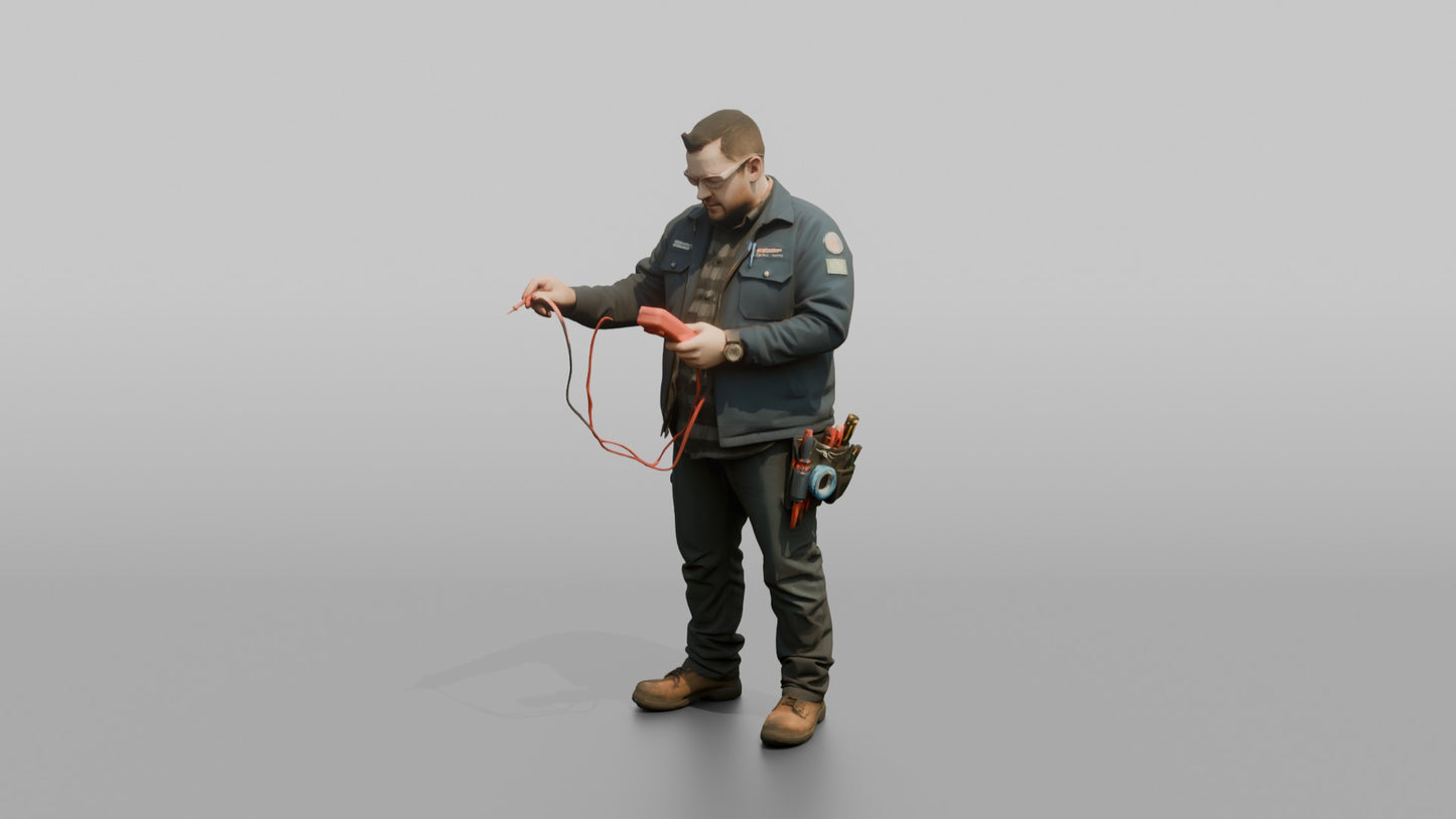 Electrical Engineer Testing Wires with a Multimeter