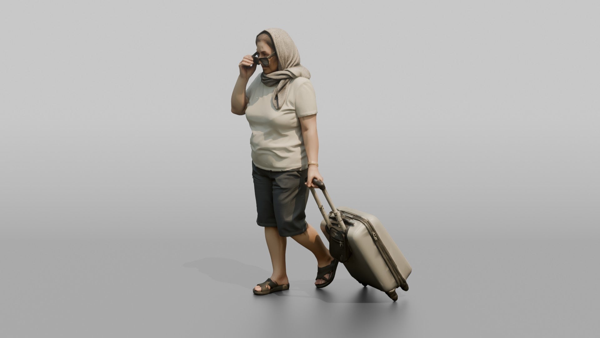 Traveler Putting On Sunglasses In Terminal