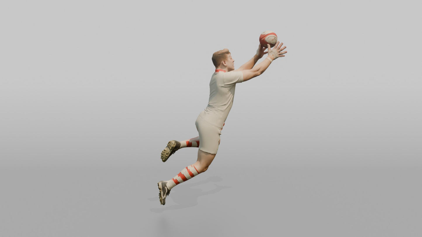 English Flanker Jumping to Block a Kick