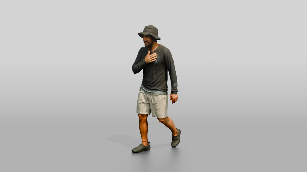 Man Wiping Salt Water From Collarbone