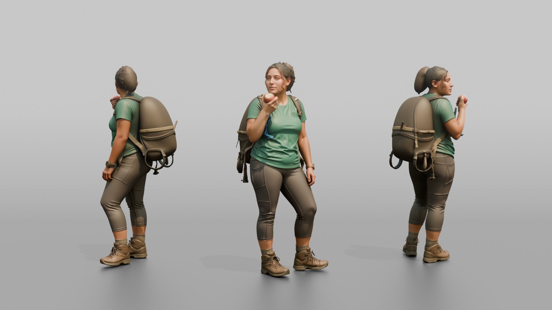 Hiker Eating an Apple on the Trail