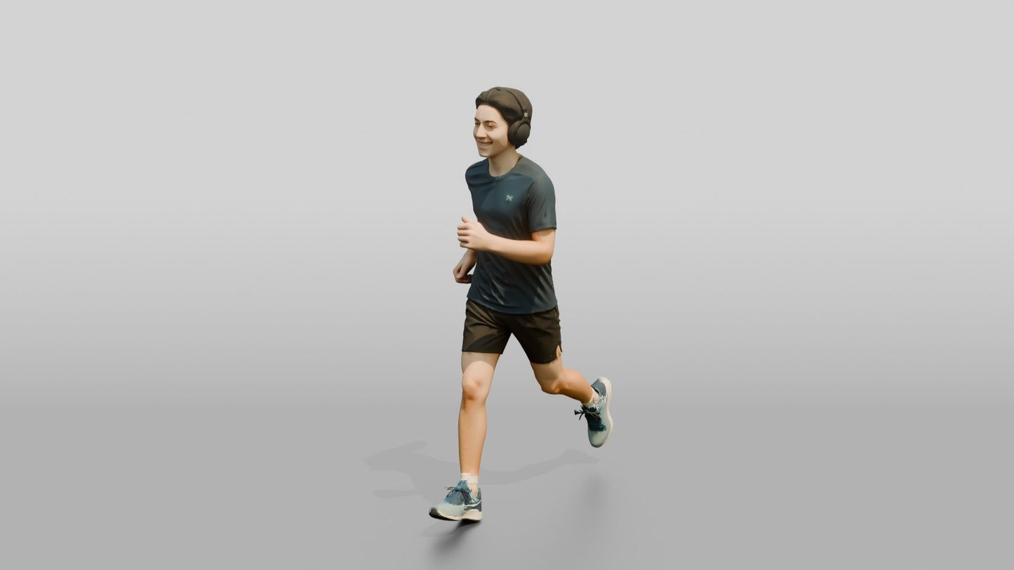 Teenage Boy Jogging with Headphones