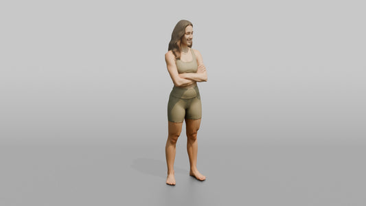 Fitness Influencer Woman Standing With Arms Crossed, Confident Smile - 3D character model