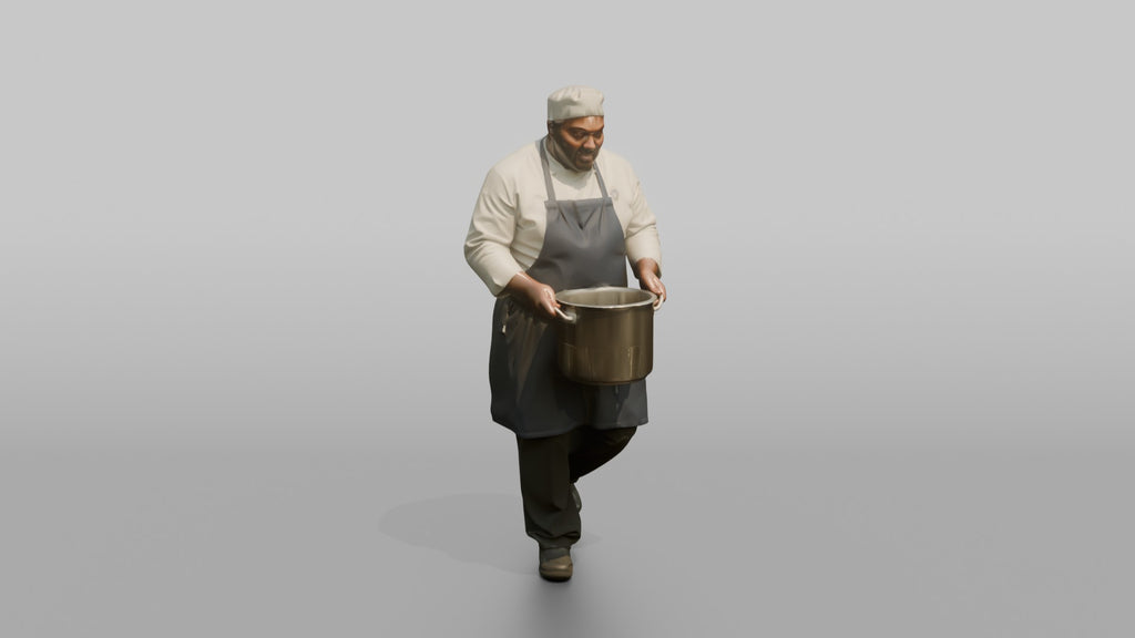 Ship's Chef Carrying a Steaming Pot Through the Galley