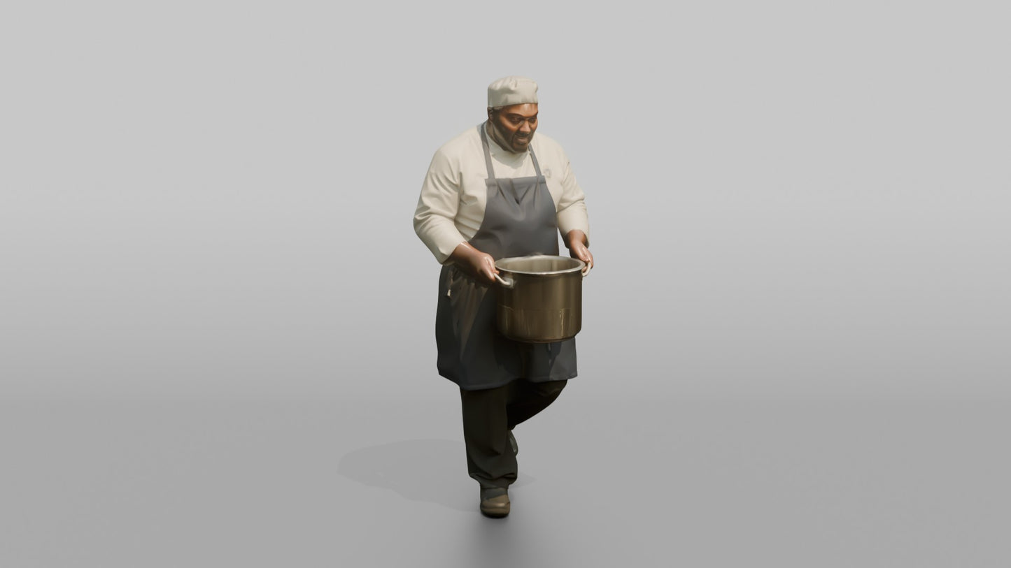 Ship's Chef Carrying a Steaming Pot Through the Galley