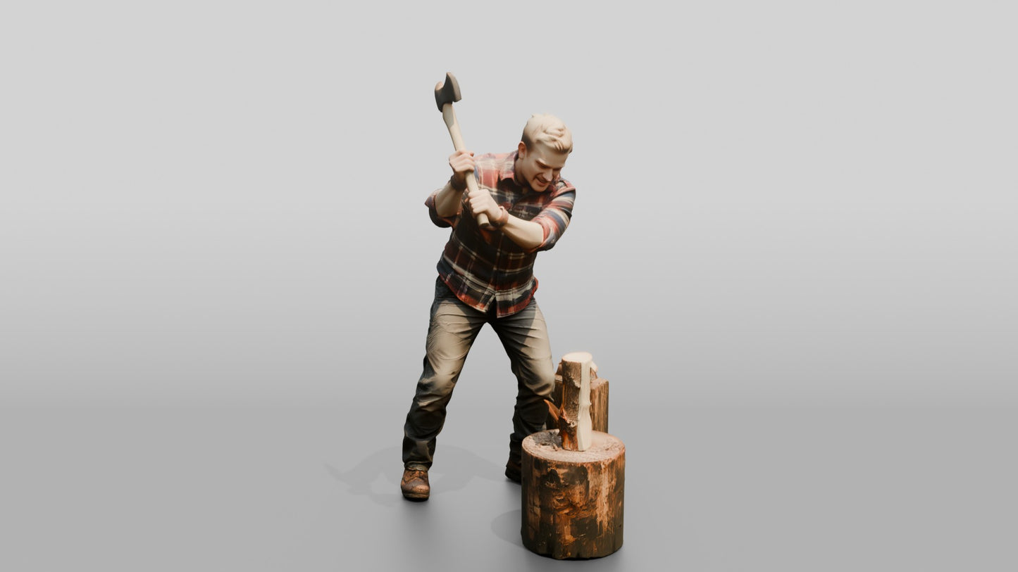 Norwegian Man Chopping Firewood