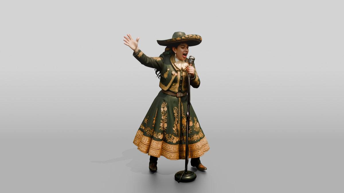 Ranchera Singer with Dramatic Hand Pose - 3D character model, view 5