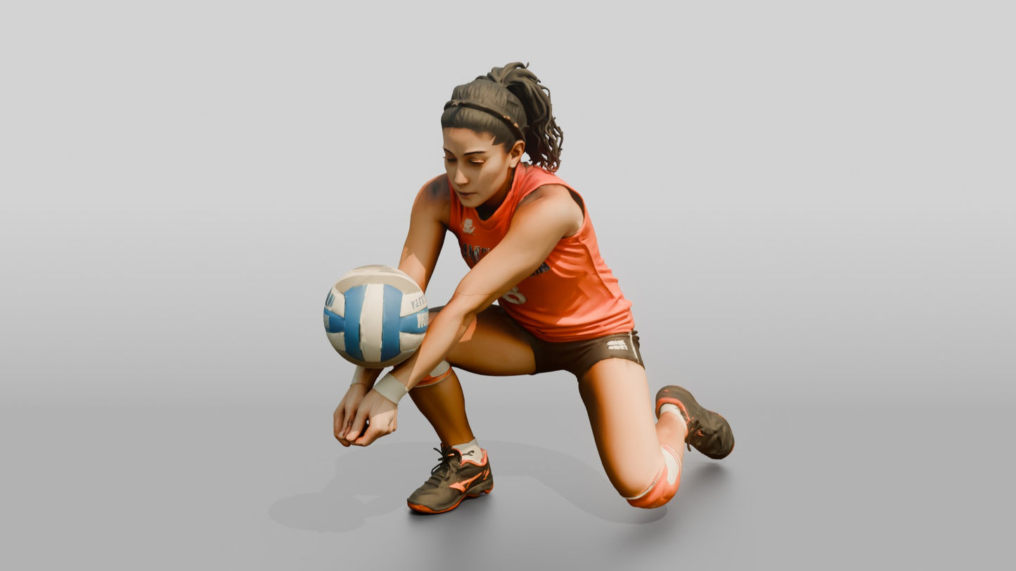 Female Volleyball Player in Orange Jersey