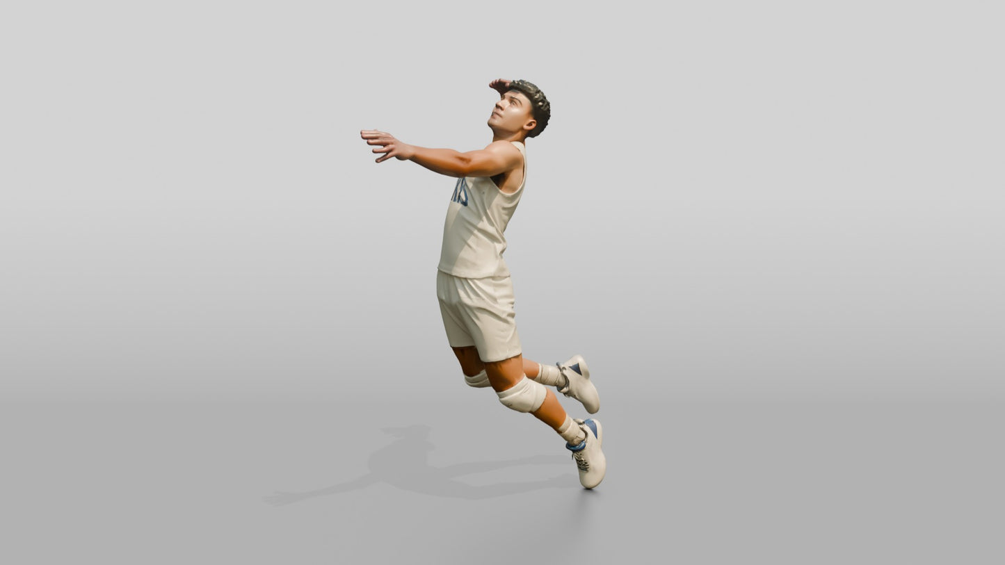 Hispanic Male Volleyball Player in Solid White Uniform