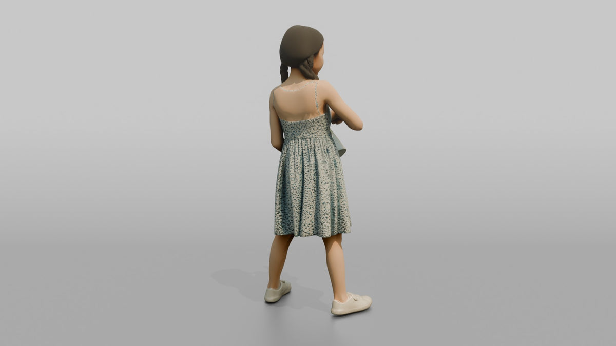 Daughter Holding A Small Watering Can, Tilted Slightly - 3D character model, view 3