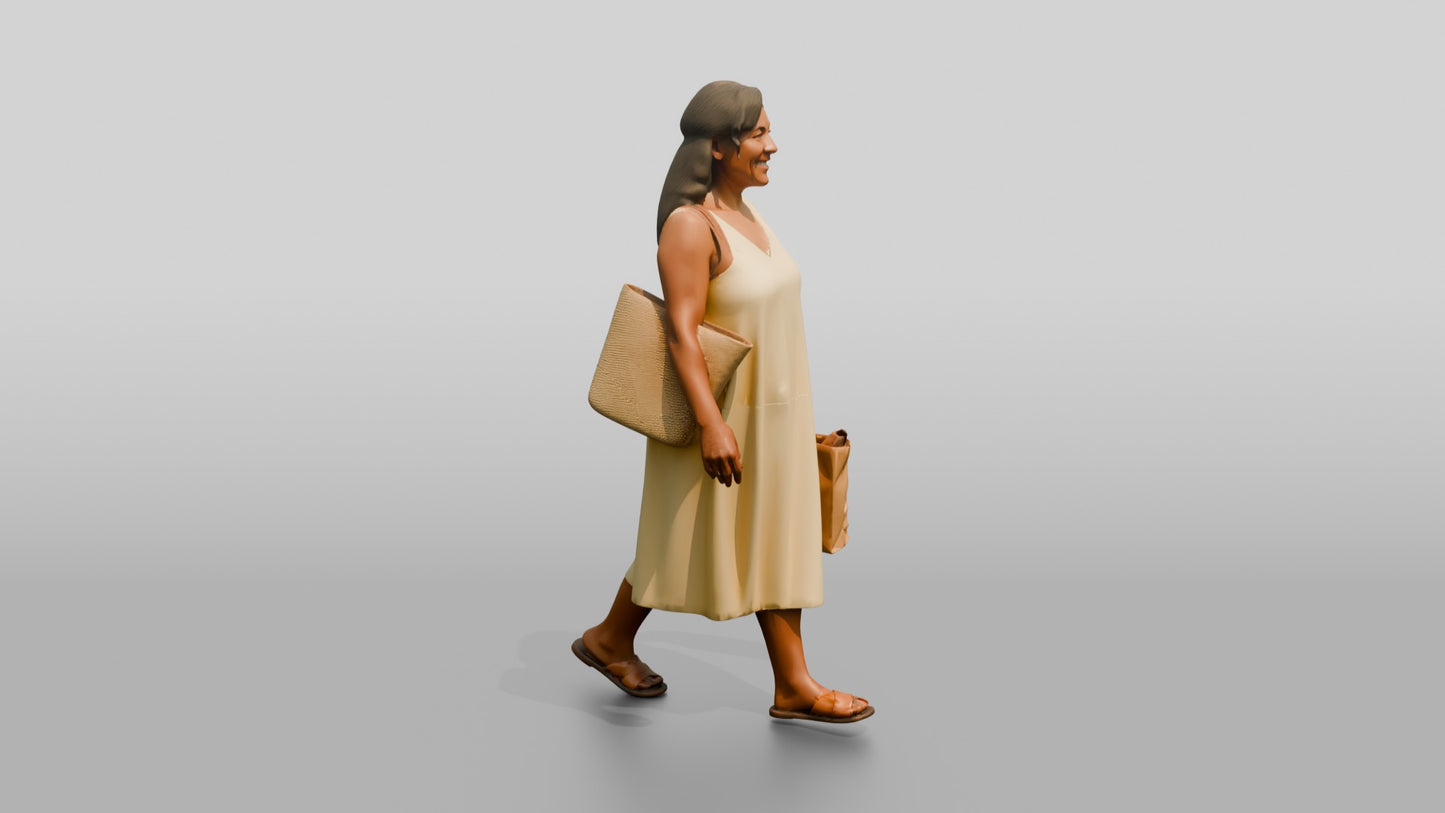 Curvy Middle-Aged Italian Woman Holding a Paper Shopping Bag