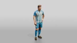 Soccer Player at Free Kick Setup - 3D character model, view 1