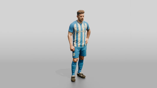 Soccer Player at Free Kick Setup - 3D character model, view 1