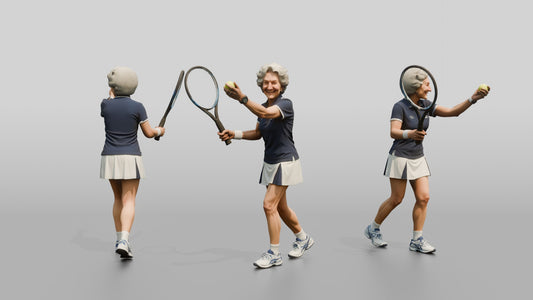 Senior Female Tennis Player Preparing to Serve