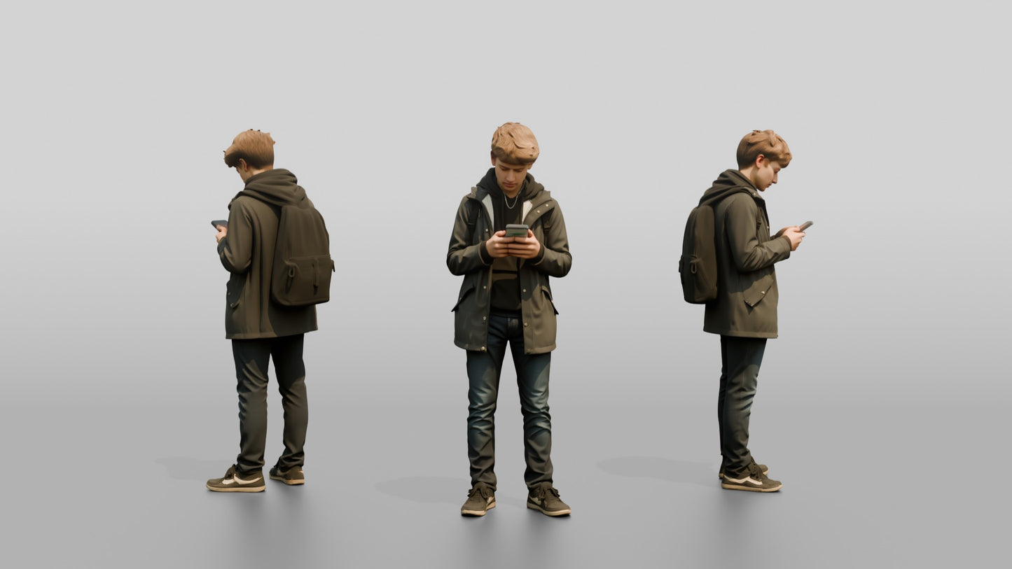 White Teen Boy Checking Map on Phone