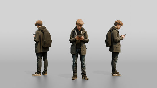 White Teen Boy Checking Map on Phone