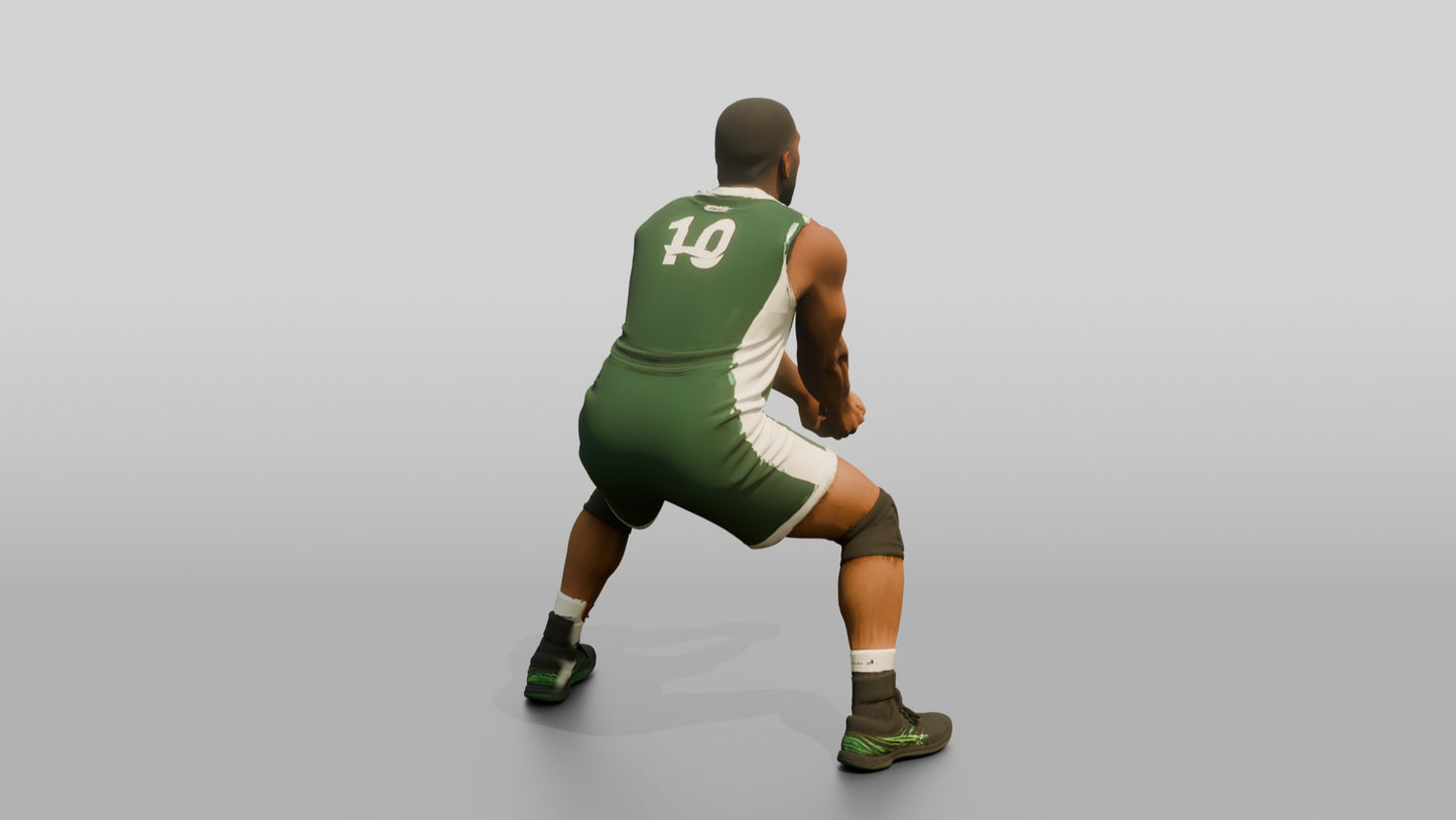 Black Male Volleyball Player in Green Team Uniform