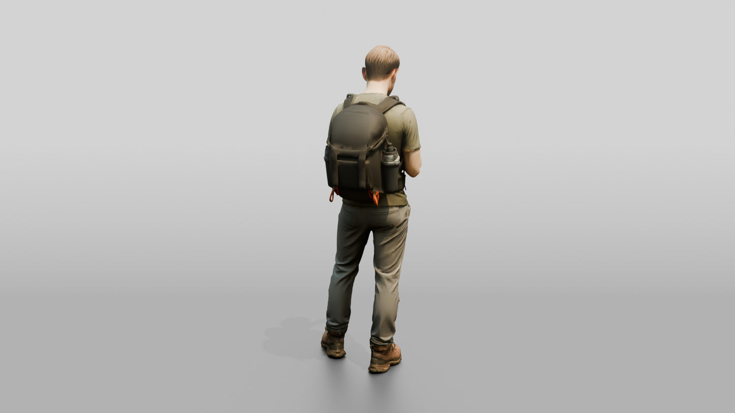 Man Checking Trail Map on Phone