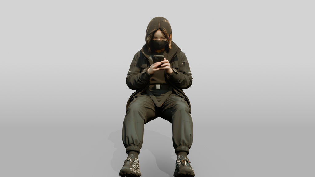 Techwear Woman Scrolling Her Phone