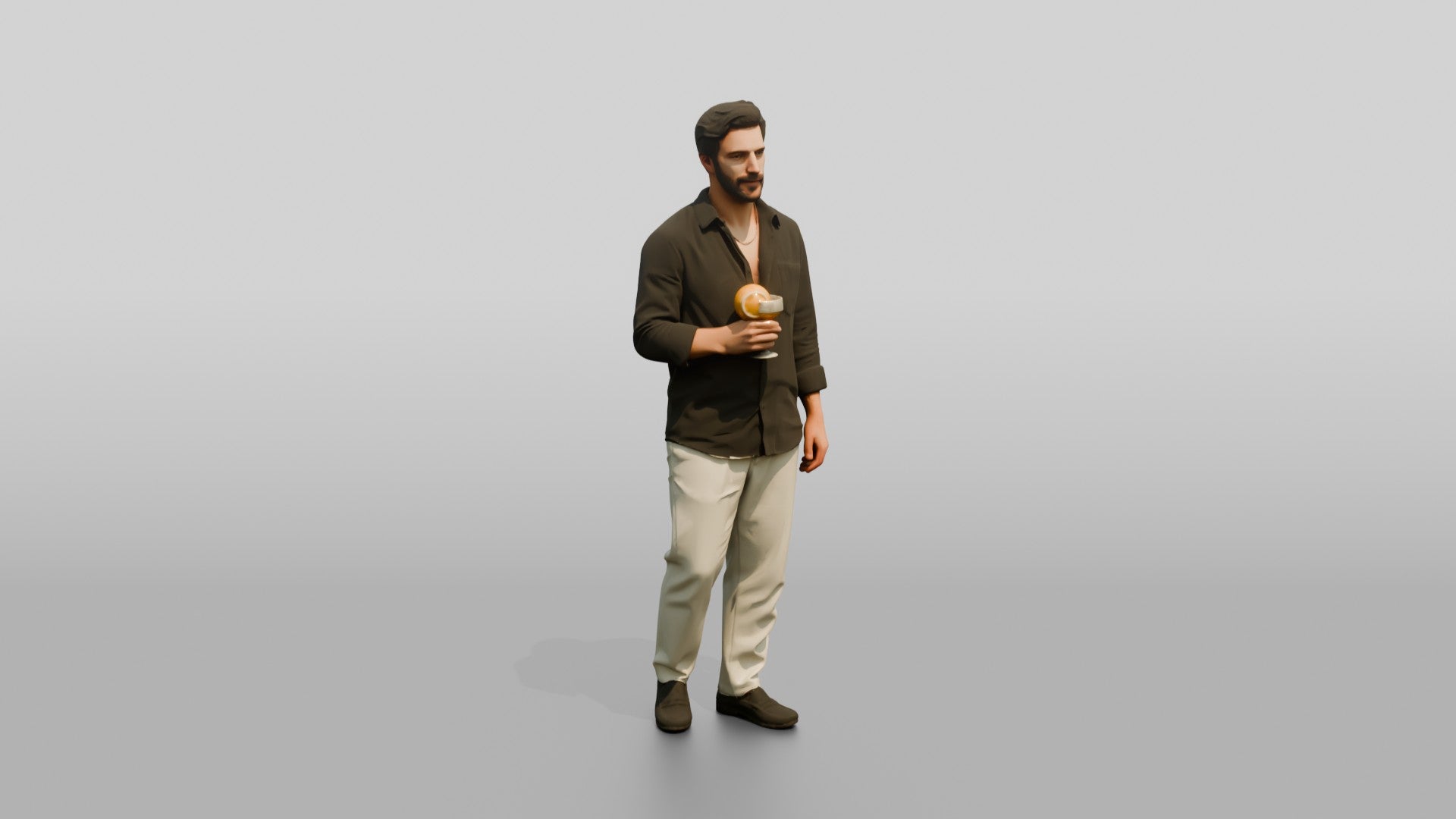 Man Relaxing with a Cocktail