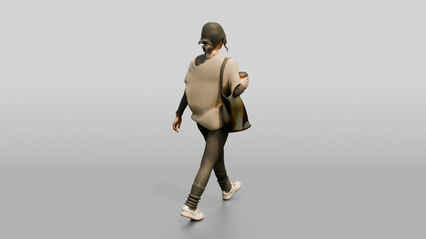 Walking Woman with Coffee