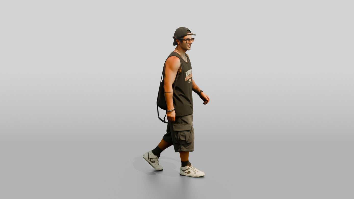 Multicultural Man Walking Casually on the Boardwalk