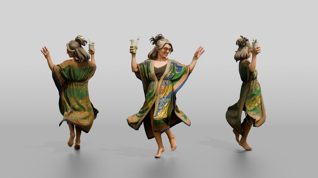 Boho Woman in a Colorful Kaftan