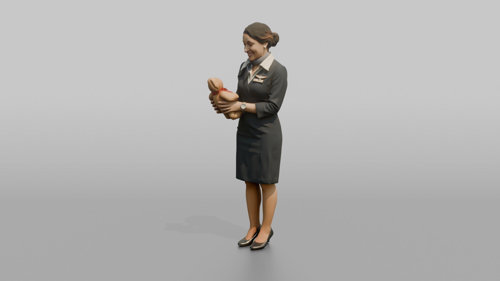 Middle Eastern Flight Attendant Checking the Overhead Rack