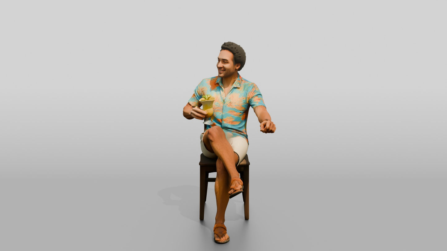 Afro-Latino Man with Tropical Drink