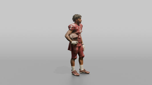 Quarterback Standing with Helmet Under His Arm - 3D character model, view 1
