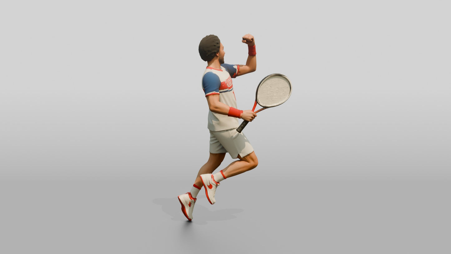 Male Tennis Player Leaping in Celebration