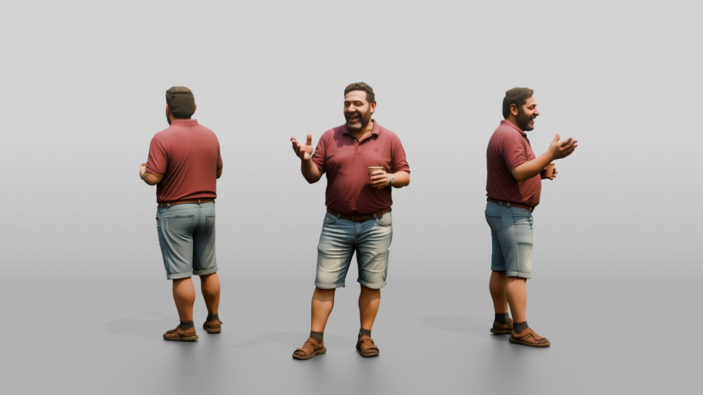 Plus-Size Maltese Man Laughing During a Conversation